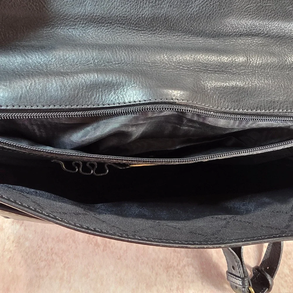 Vintage Cole Haan Black Leather Briefcase Elegant Made in Italy Rare with Key